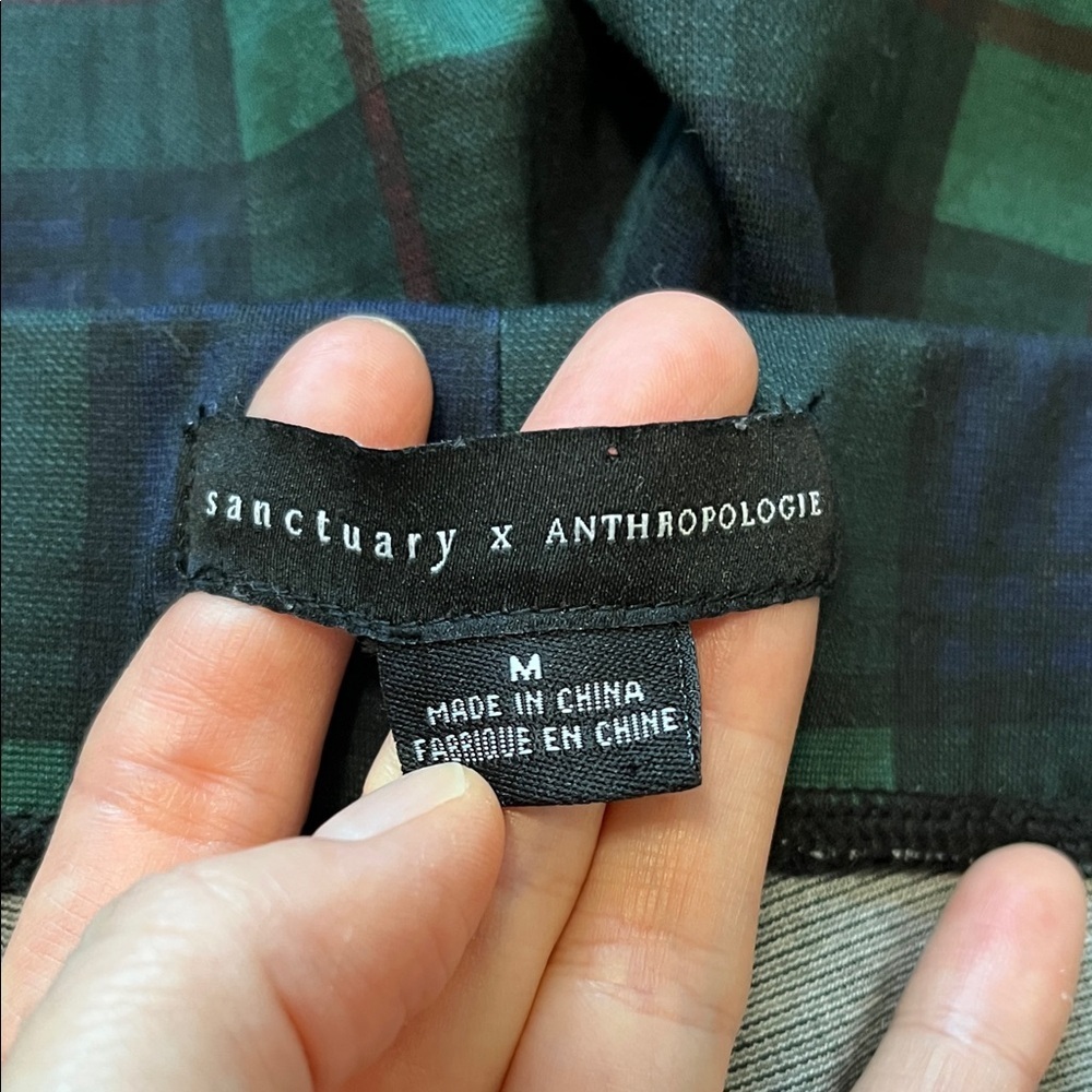 Sanctuary x Anthropologie Green Plaid Leggings - Size Medium - Picture 15 of 16